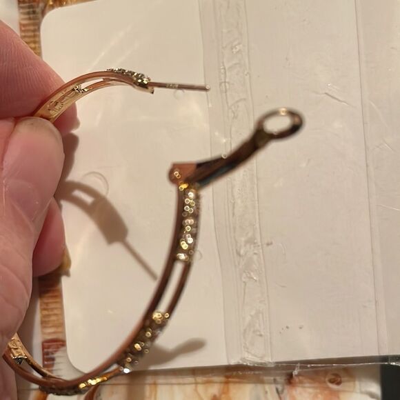 GOLD STATEMENT CRYSTAL HOOP EARRINGS - Picture 6 of 6